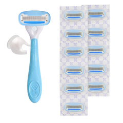 Amazon Basics shower hanger keeps the razor dry between uses.