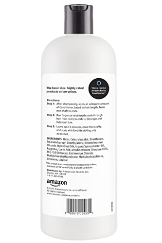 Amazon Basics Soft & Sleek conditioner being applied to hair for smoother results