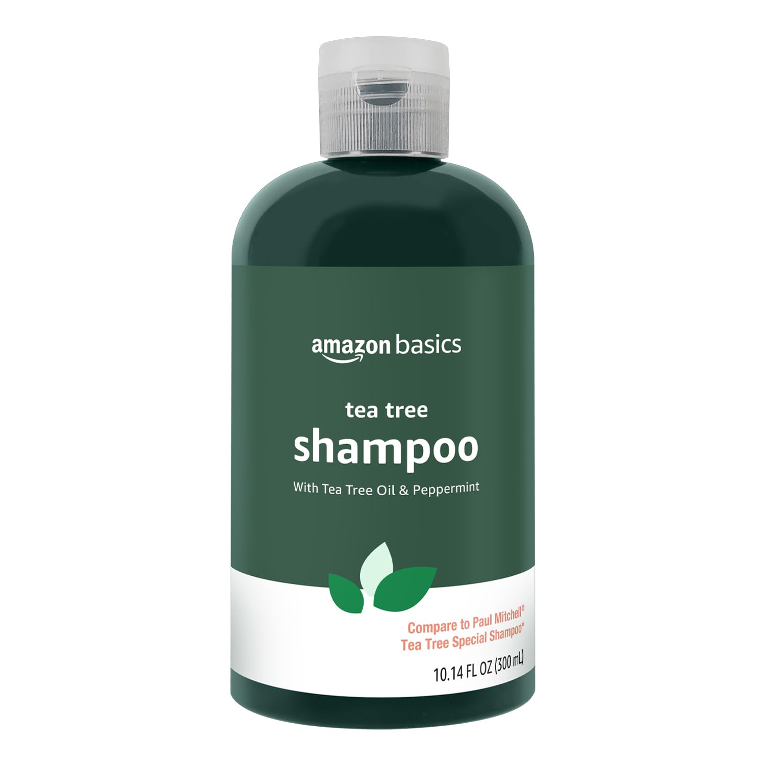 Amazon Basics Tea Tree Shampoo en botella, limpieza vigorizante para el cuero cabelludo.