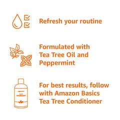 Amazon Basics Tea Tree Shampoo, espuma refrescante durante cada lavado.