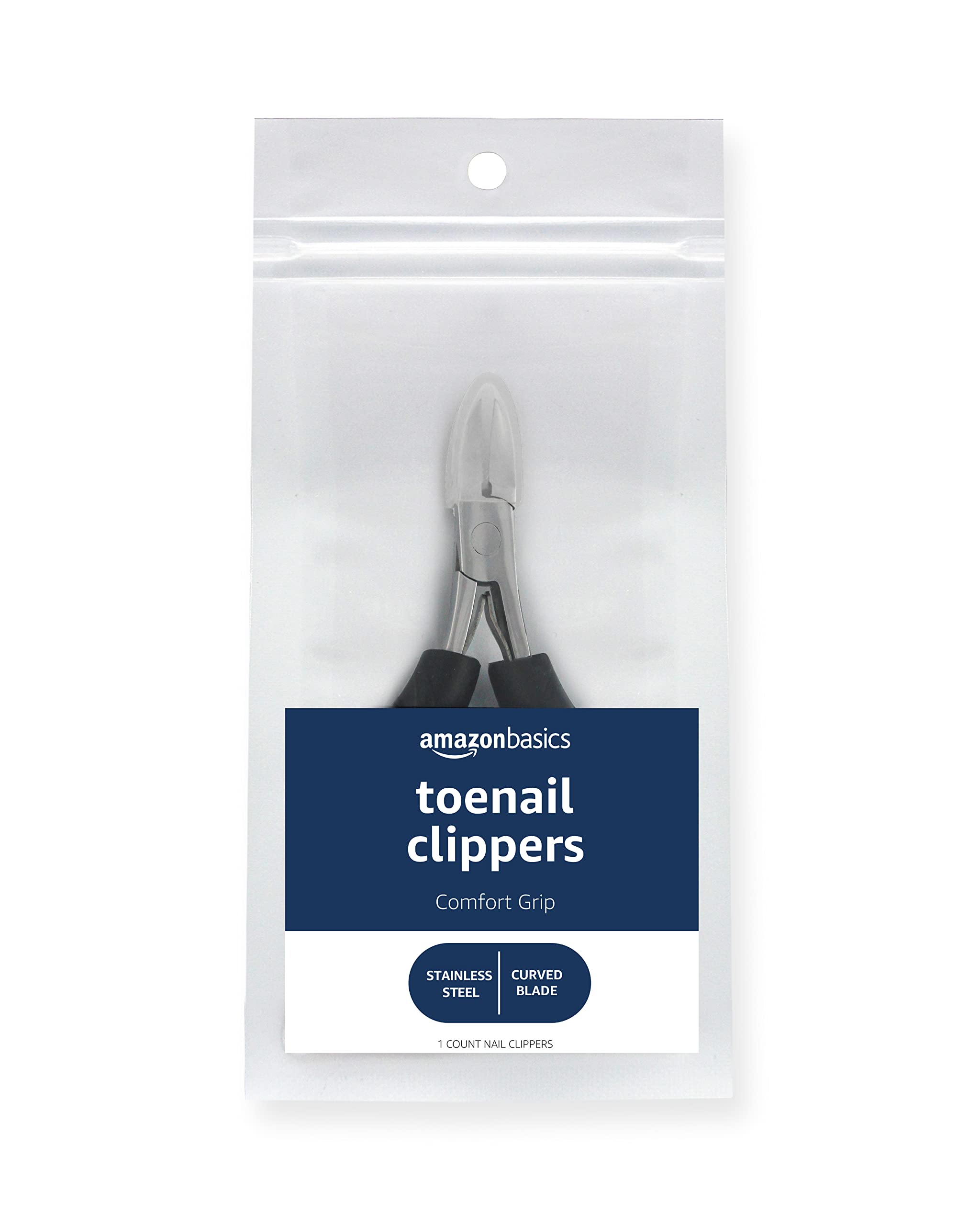 Amazon Basics toenail clippers with curved blade for precise nail shaping