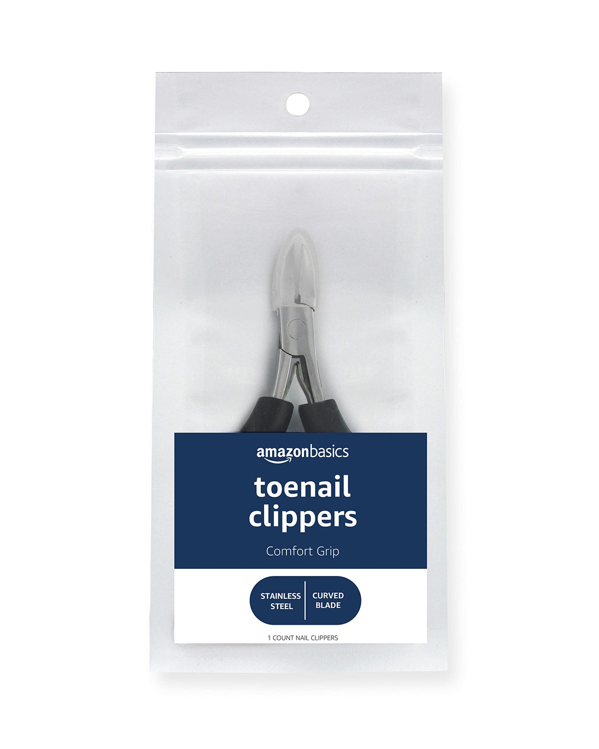 Amazon Basics toenail clippers with curved blade for precise nail shaping