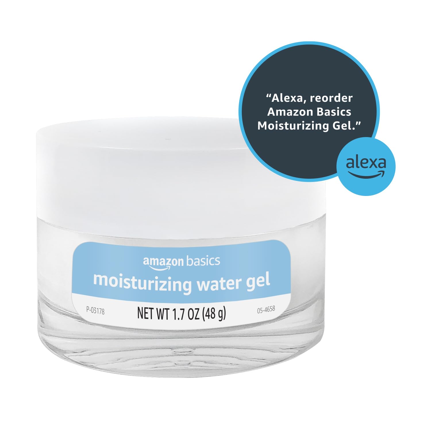Formato tarro de 50 ml, gel hidratante de Amazon Basics.