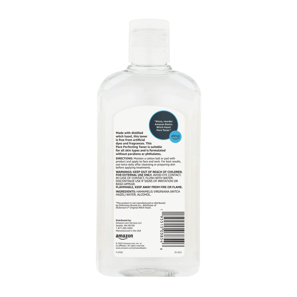 Amazon Basics Witch Hazel Toner cotton pad application for gentle cleansing