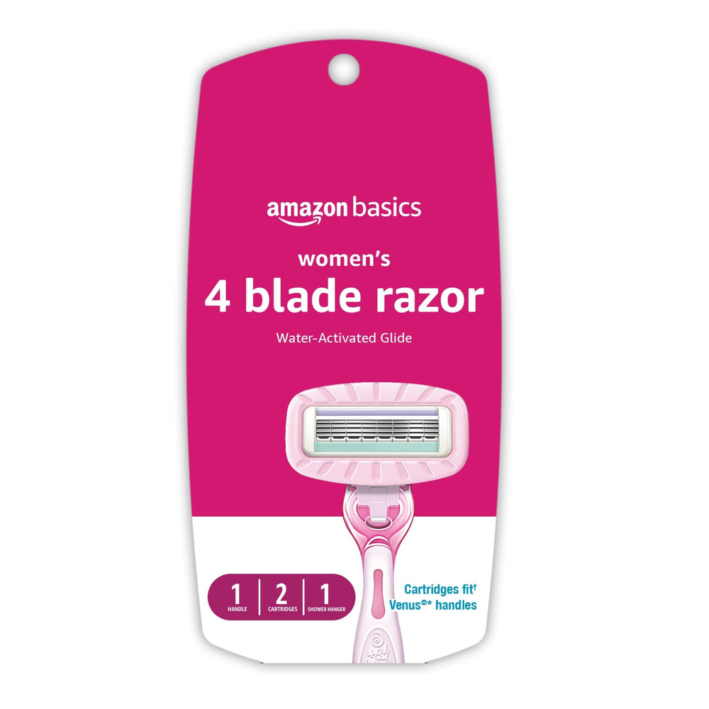 Amazon Basics Women's 4 Blade Razor with Pivoting Head shows precise maneuverability for close shave