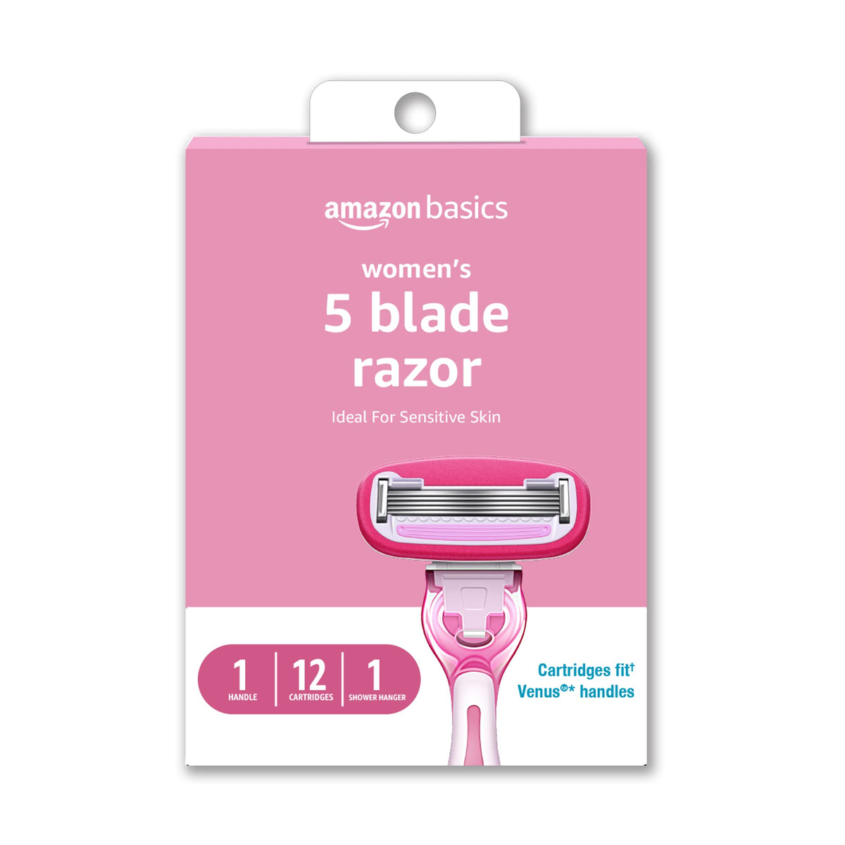 Amazon Basics women's 5-blade razor glide for a smooth shave.