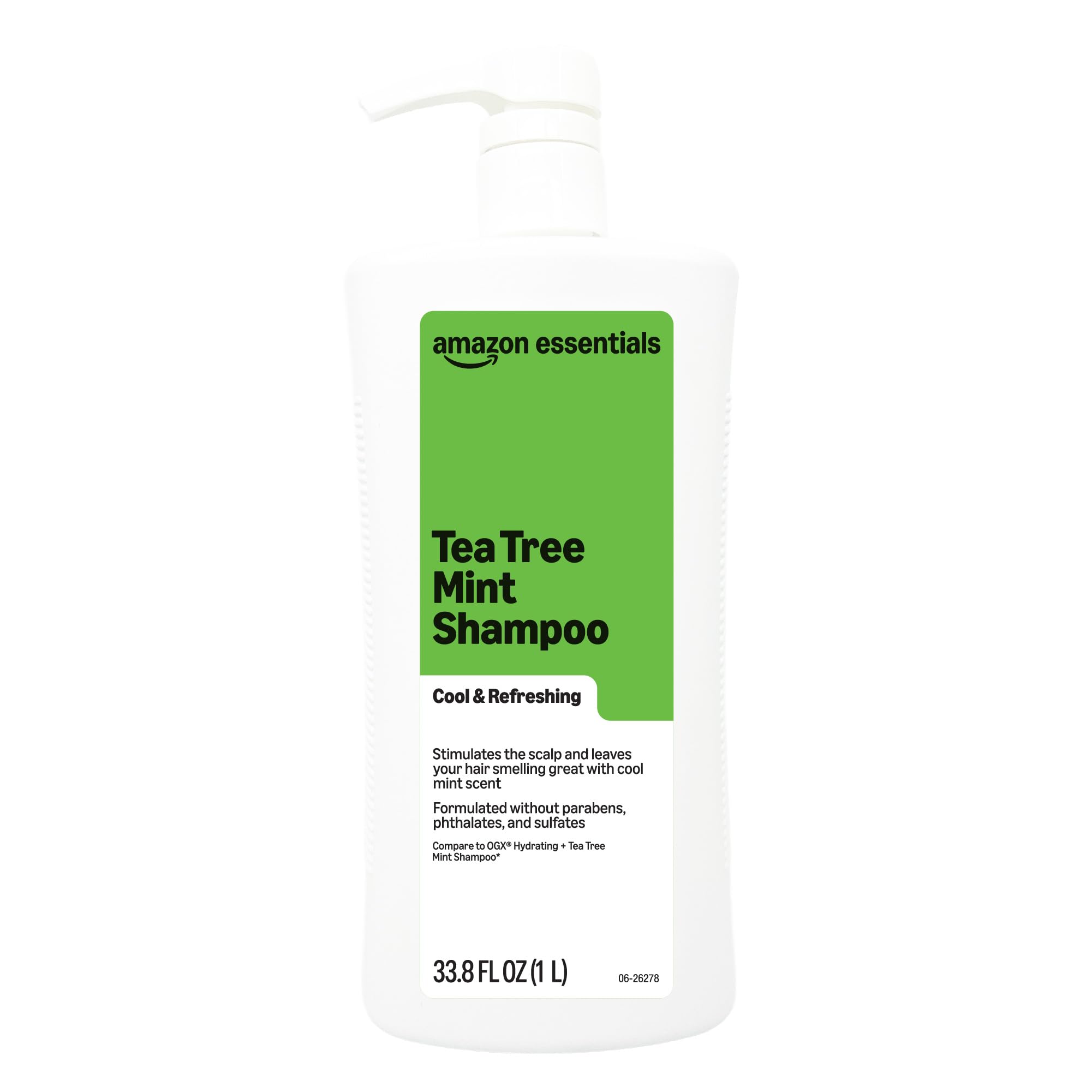 Amazon Essentials Tea Tree Mint Shampoo bottle with cooling, refreshing aroma