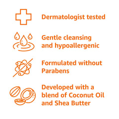 Amazon Basics Sensitive Skin Body Wash pour image shows easy-to-use liquid cleanser.