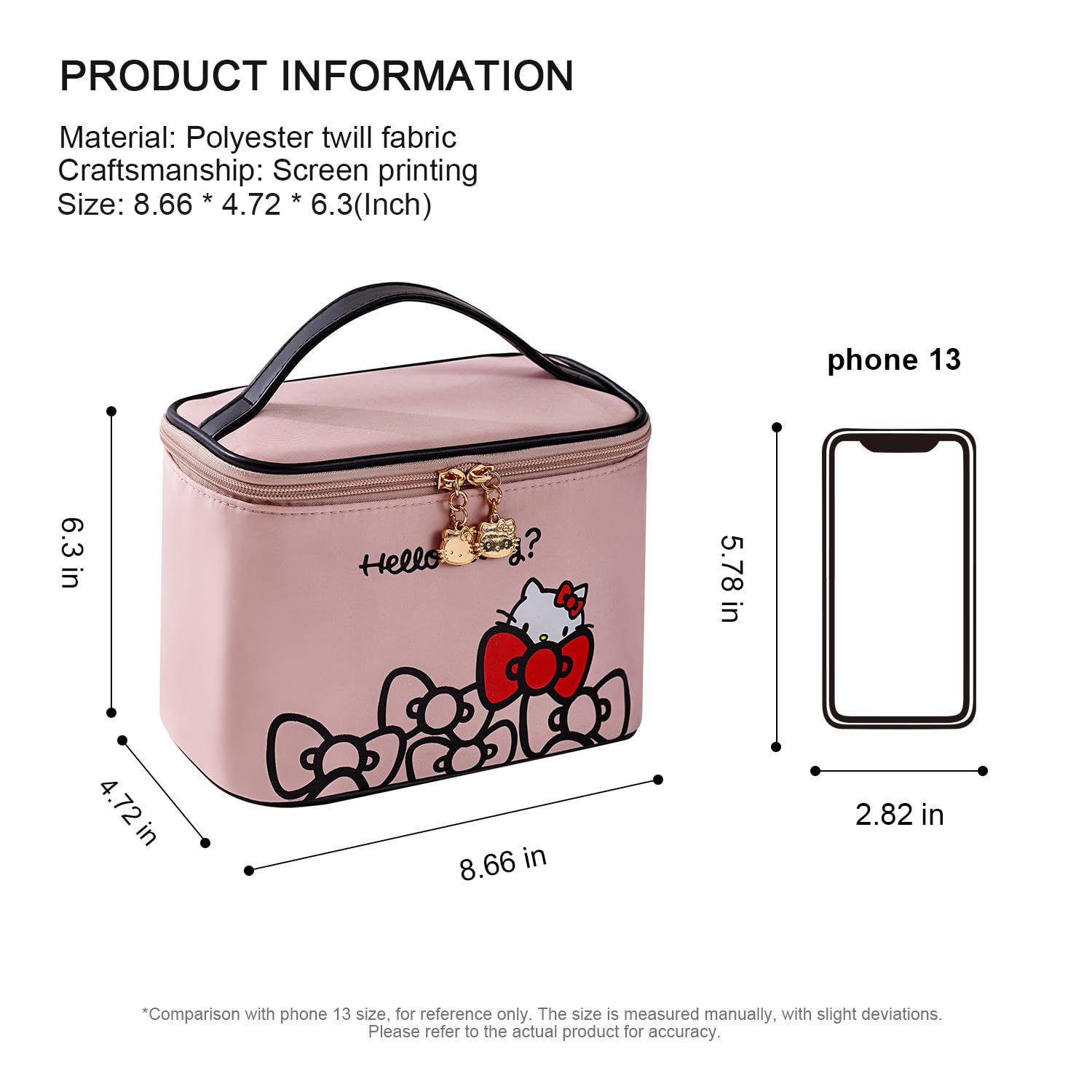 AmBealla makeup bag cat-head zipper for easy access