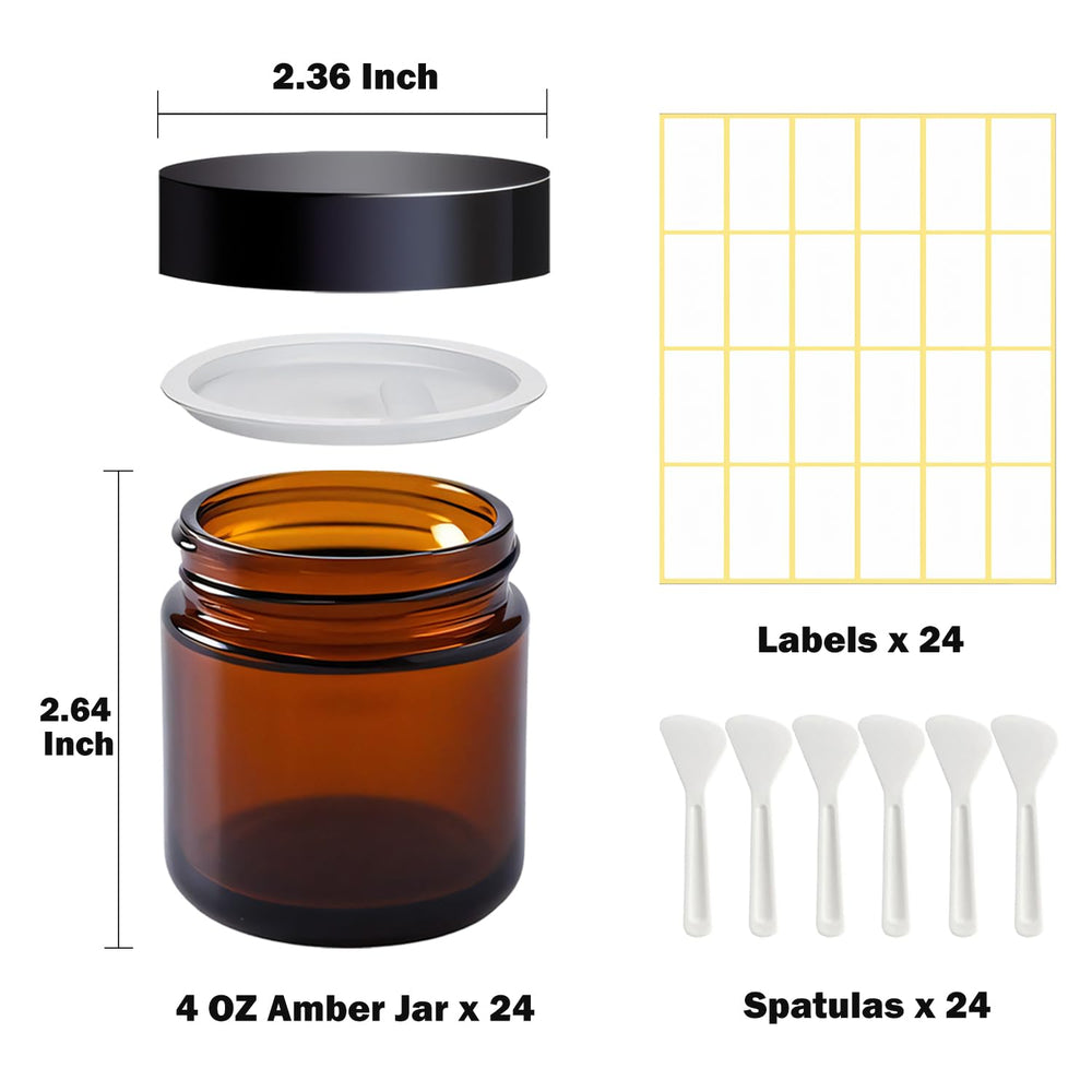Amber glass jars designed for cosmetics, offering leak-proof sealing and easy reuse.