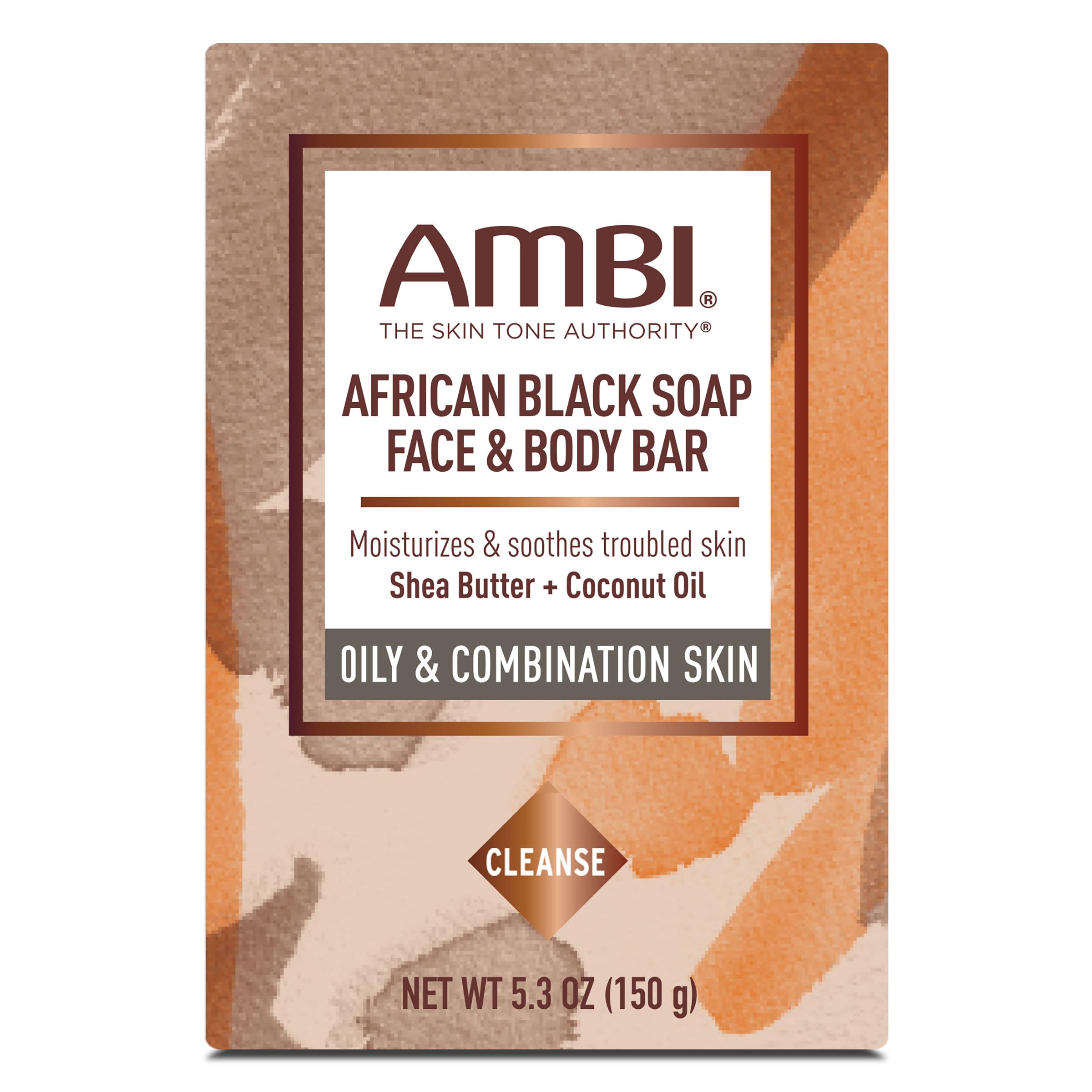 Ambi African Black Soap Bar front view, moisture-rich cleanse.