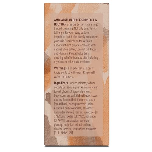Ambi African Black Soap Bar suited for melanin-rich skin.