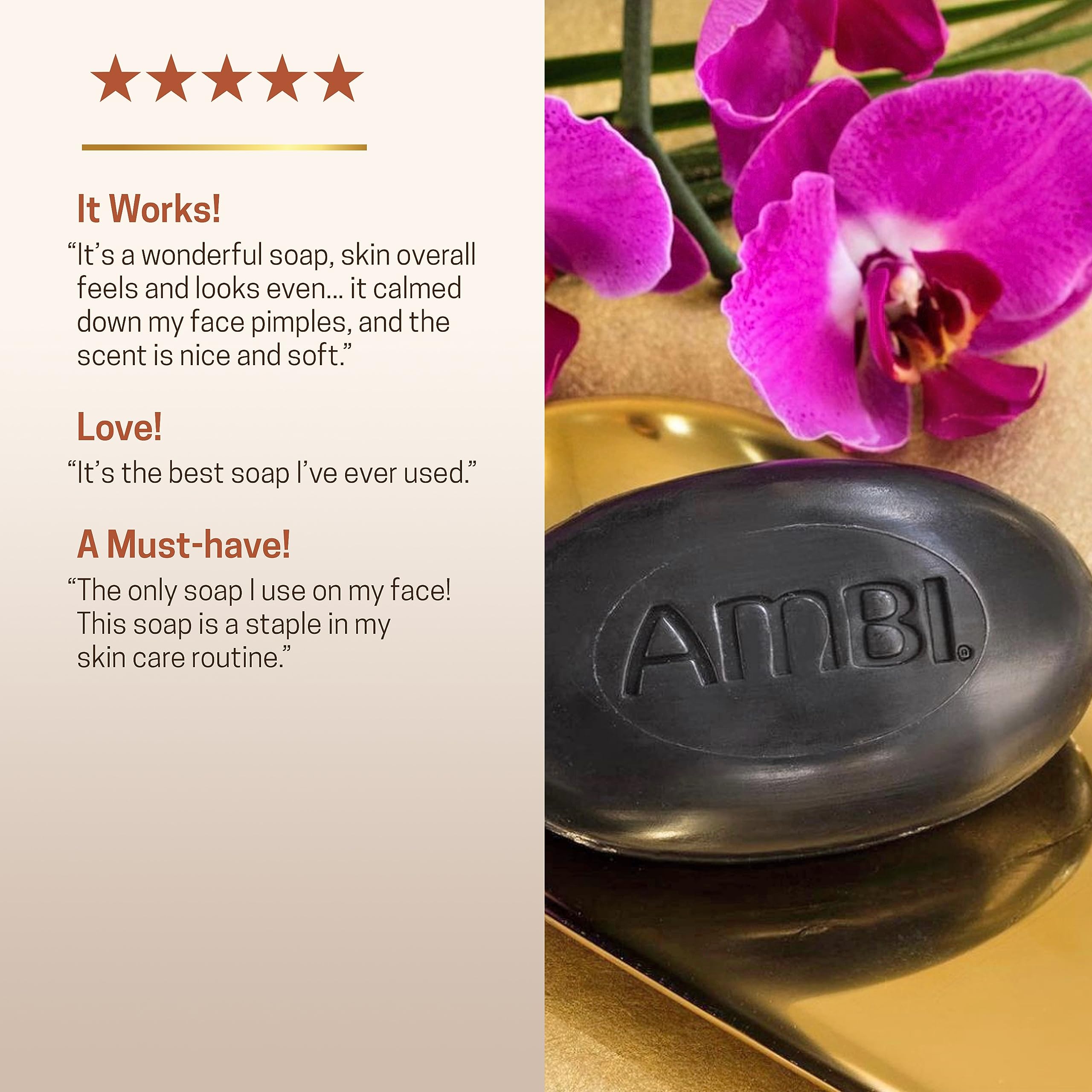 Ambi African Black Soap Bar applied on skin for hydration.