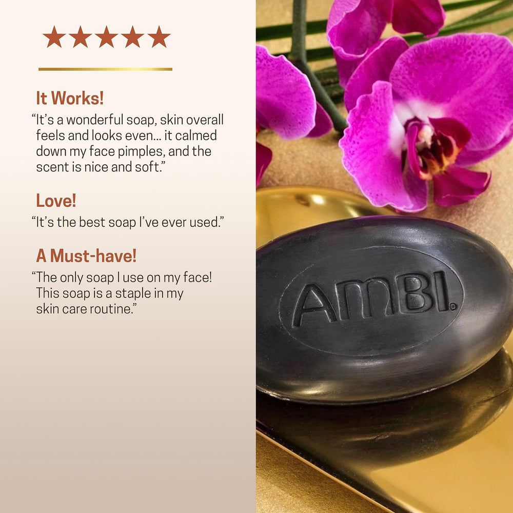 Ambi African Black Soap Bar applied on skin for hydration.