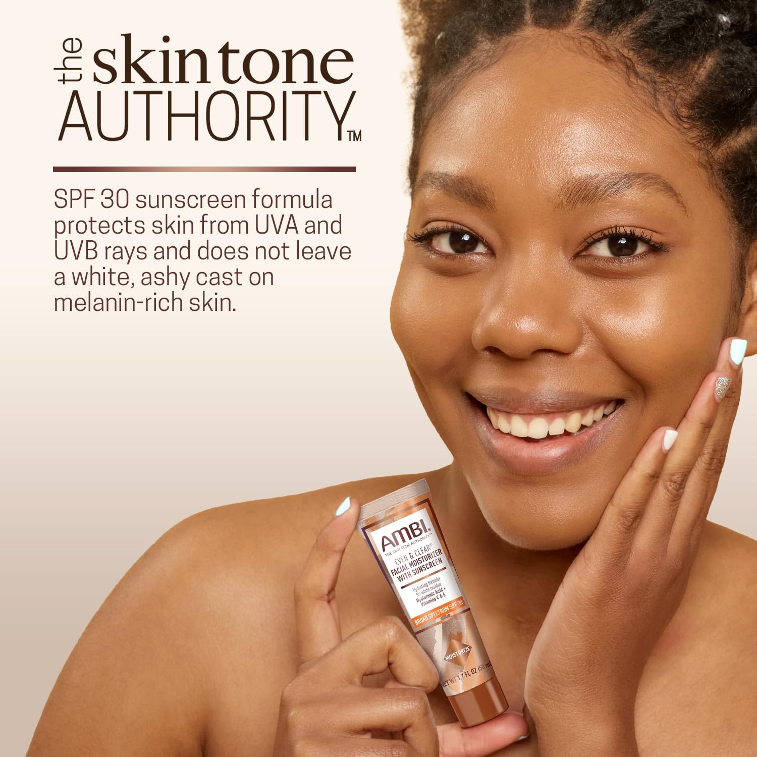 Ambi all-skin-types friendly moisturizer visually described.