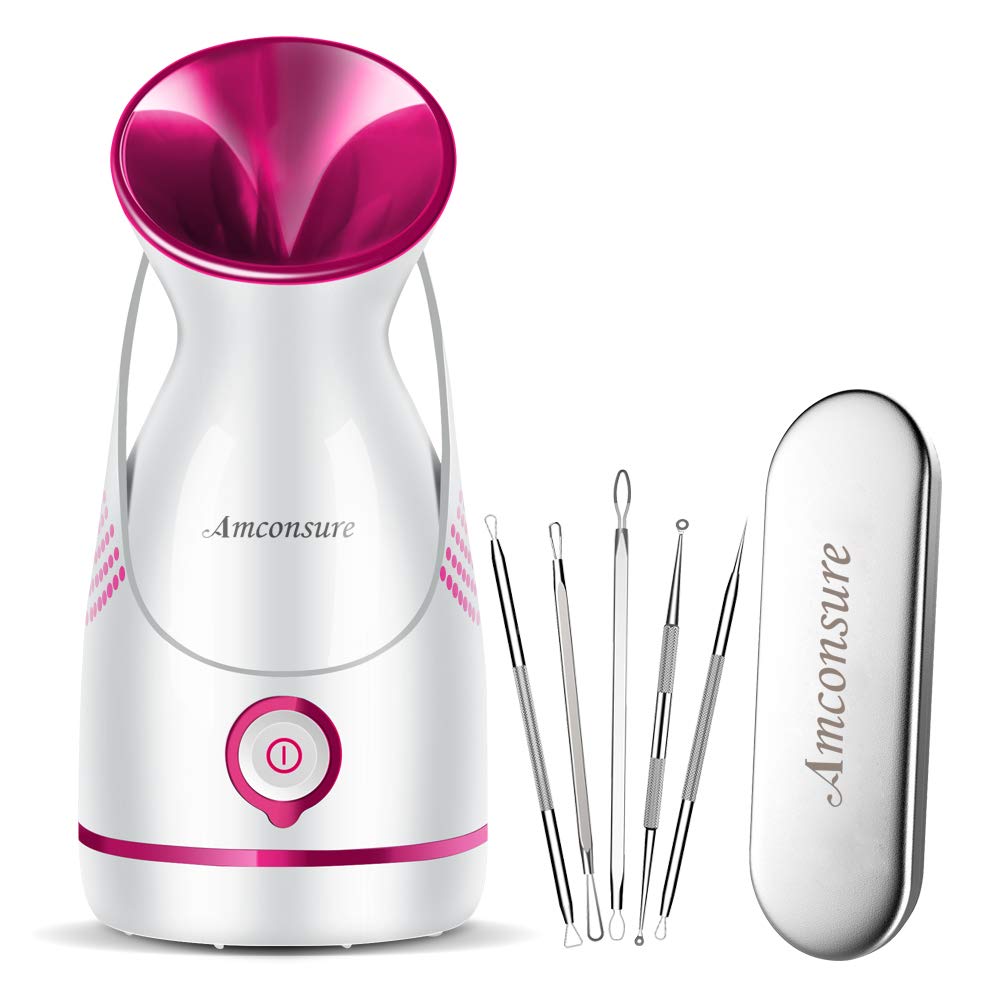 Amconsure facial steamer with nano-ionic mist for deeper hydration.