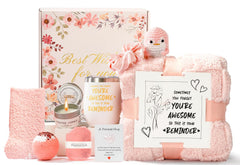 AmeLeis self-care gift basket presented in pink, ideal for gifting.
