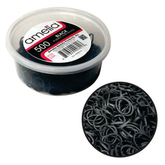 Amelia Beauty 500-count rubber bands in a sturdy container for easy daily styling.