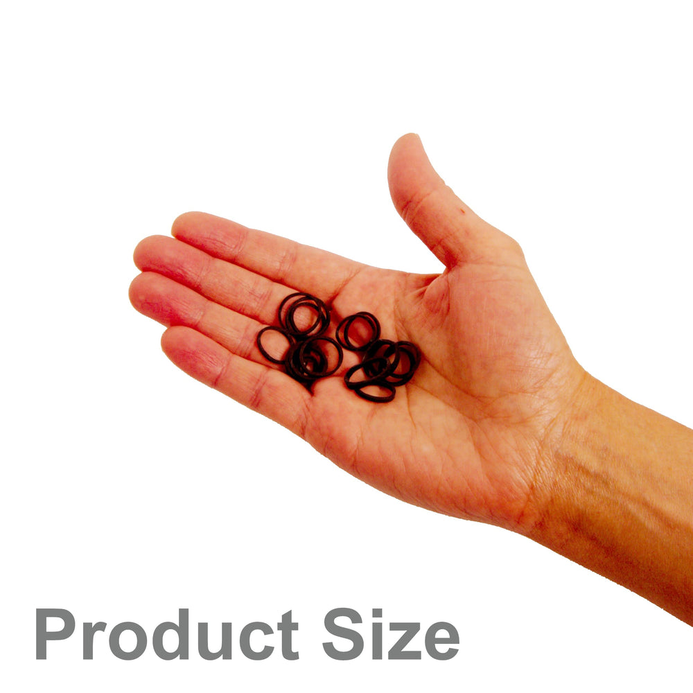 Amelia Beauty black elastic hair ties blend discreetly with hair.