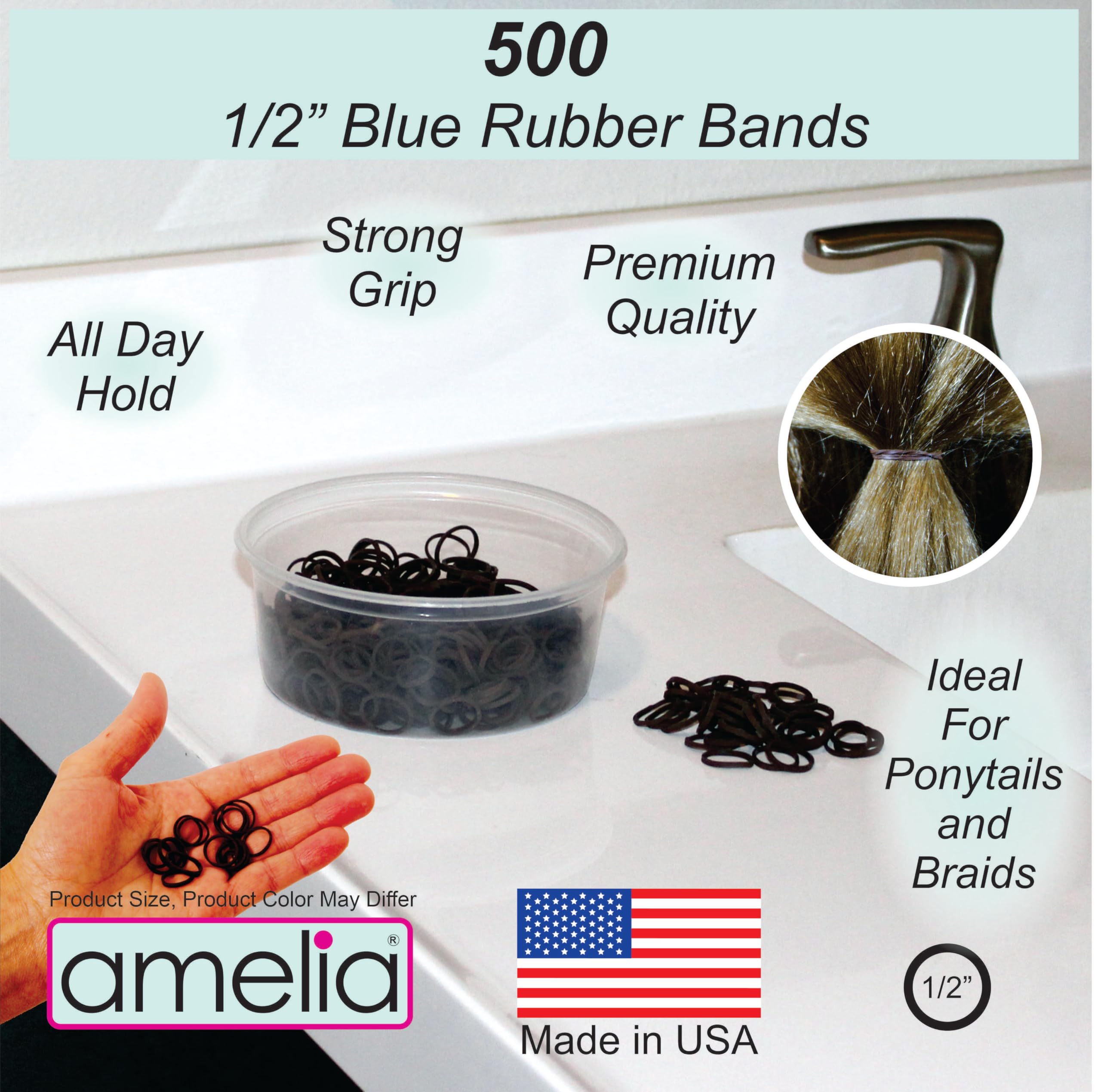 Amelia Beauty brown rubber bands closeup showing sturdy texture for secure hold