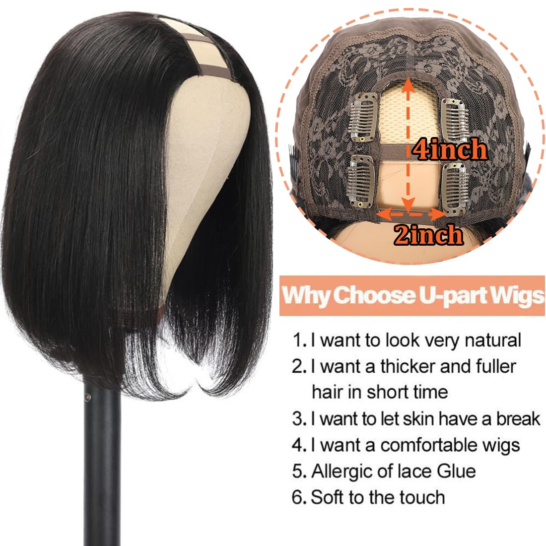 Amella U-Part Wig glueless cap offers easy wear and comfort.