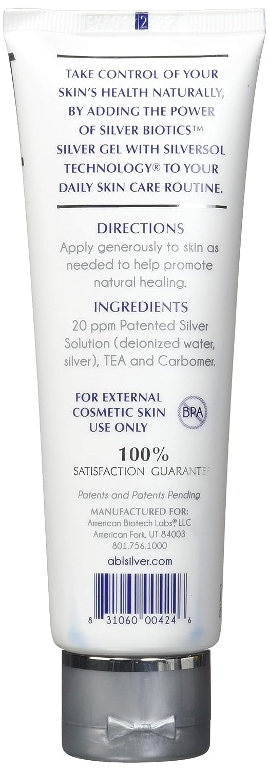 American Biotech Labs Silver Biotics First Aid Gel bottle close-up with non-greasy finish
