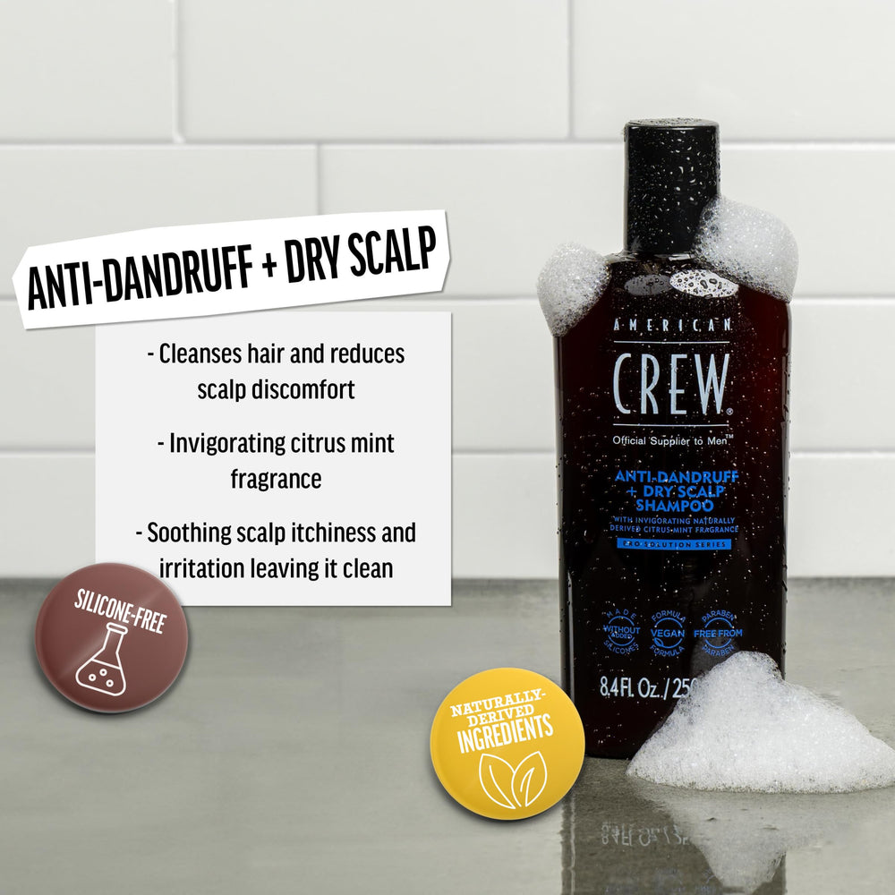 Champú American Crew con aroma cítrico menta para sensación fresca.