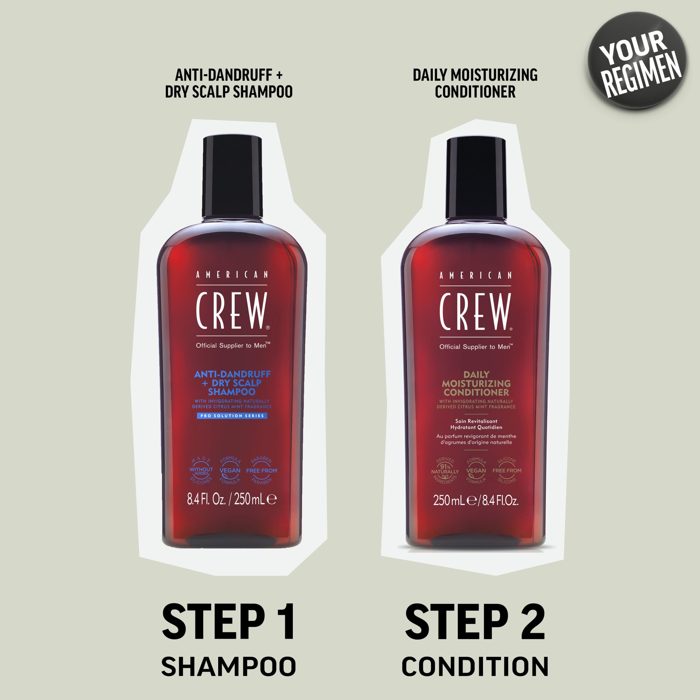 Aplicación rápida dos minutos para limpieza y alivio ligero con American Crew.