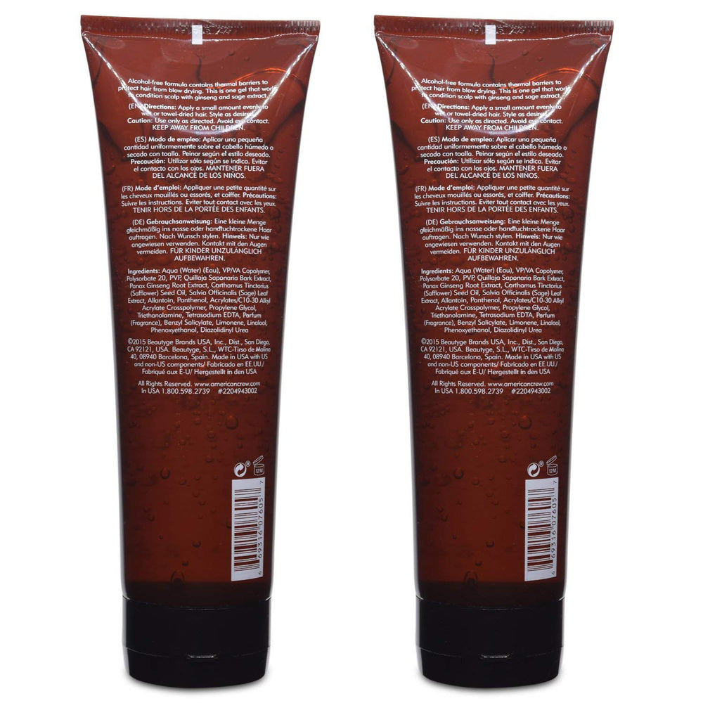 AMERICAN CREW two-pack gel bottles offering lightweight hold and shine.