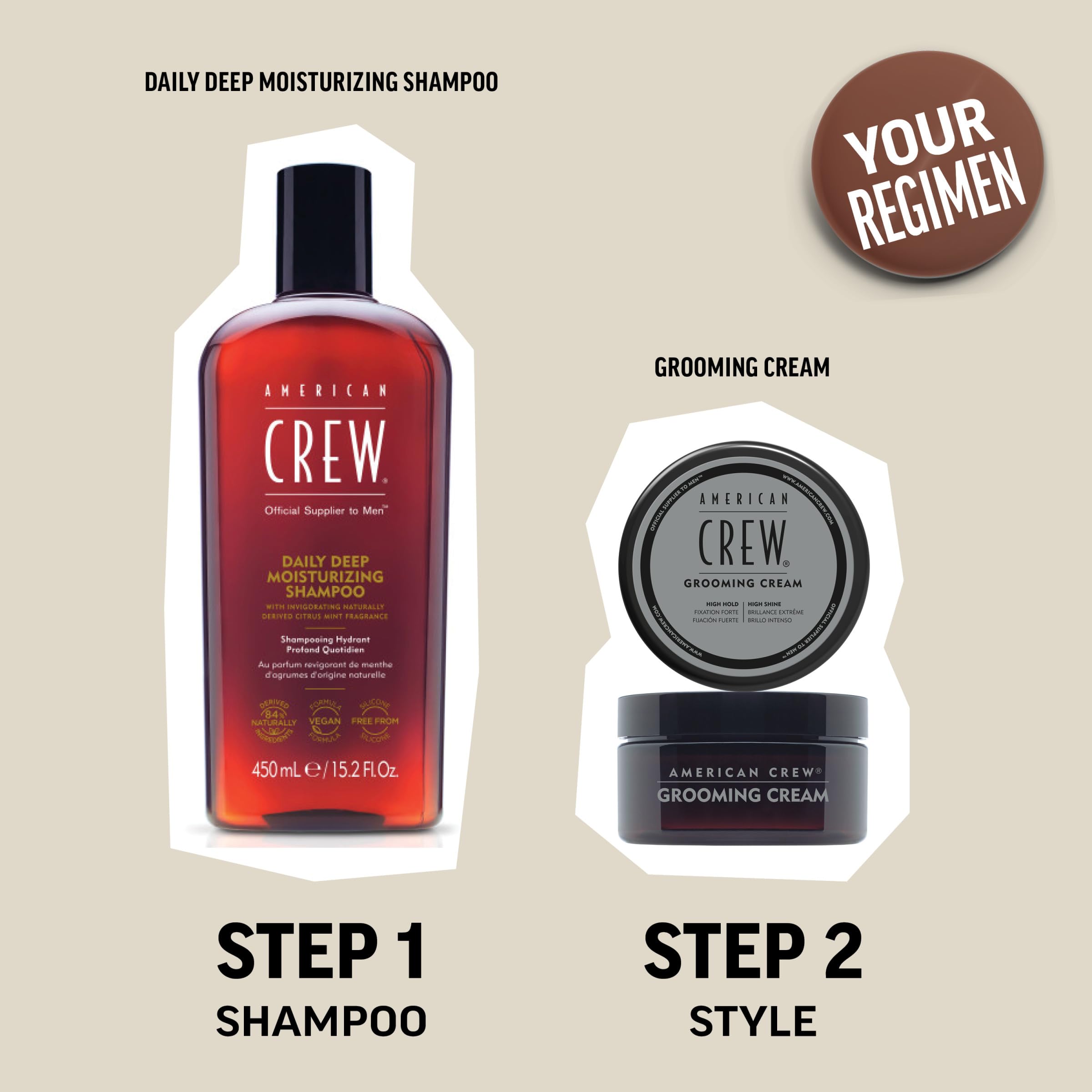 American Crew crema de peinado, ideal para cabellos cortos a medianos con acabado pulido.