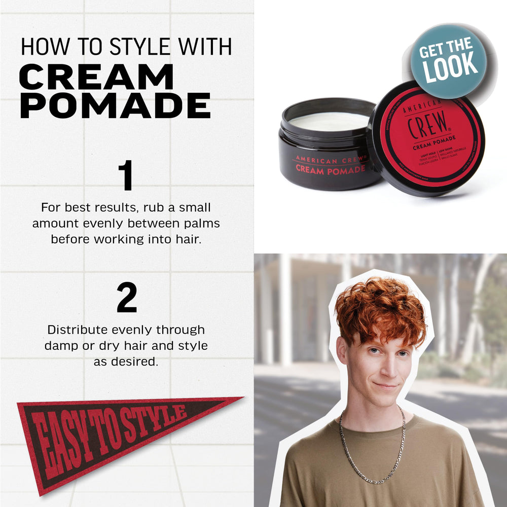American Crew Crema Pomada ofrece apariencia natural con fijación suave