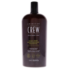 American Crew Daily Moisturizing Shampoo bottle pour demonstrates quick, refreshing wash.