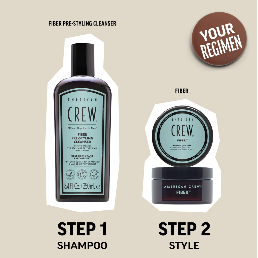 American Crew Fiber, acabado-mate, crea look natural con textura definida.