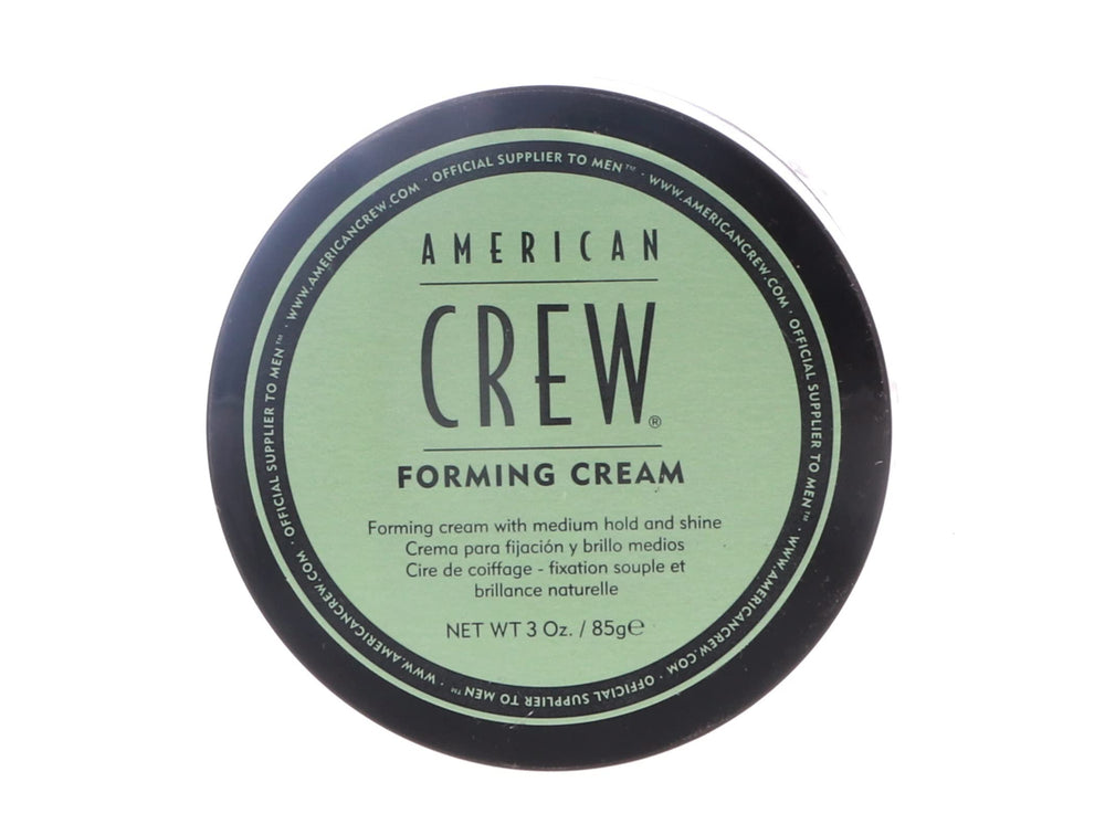 American Crew Forming Cream bottle close-up, two-pack, showing natural hold