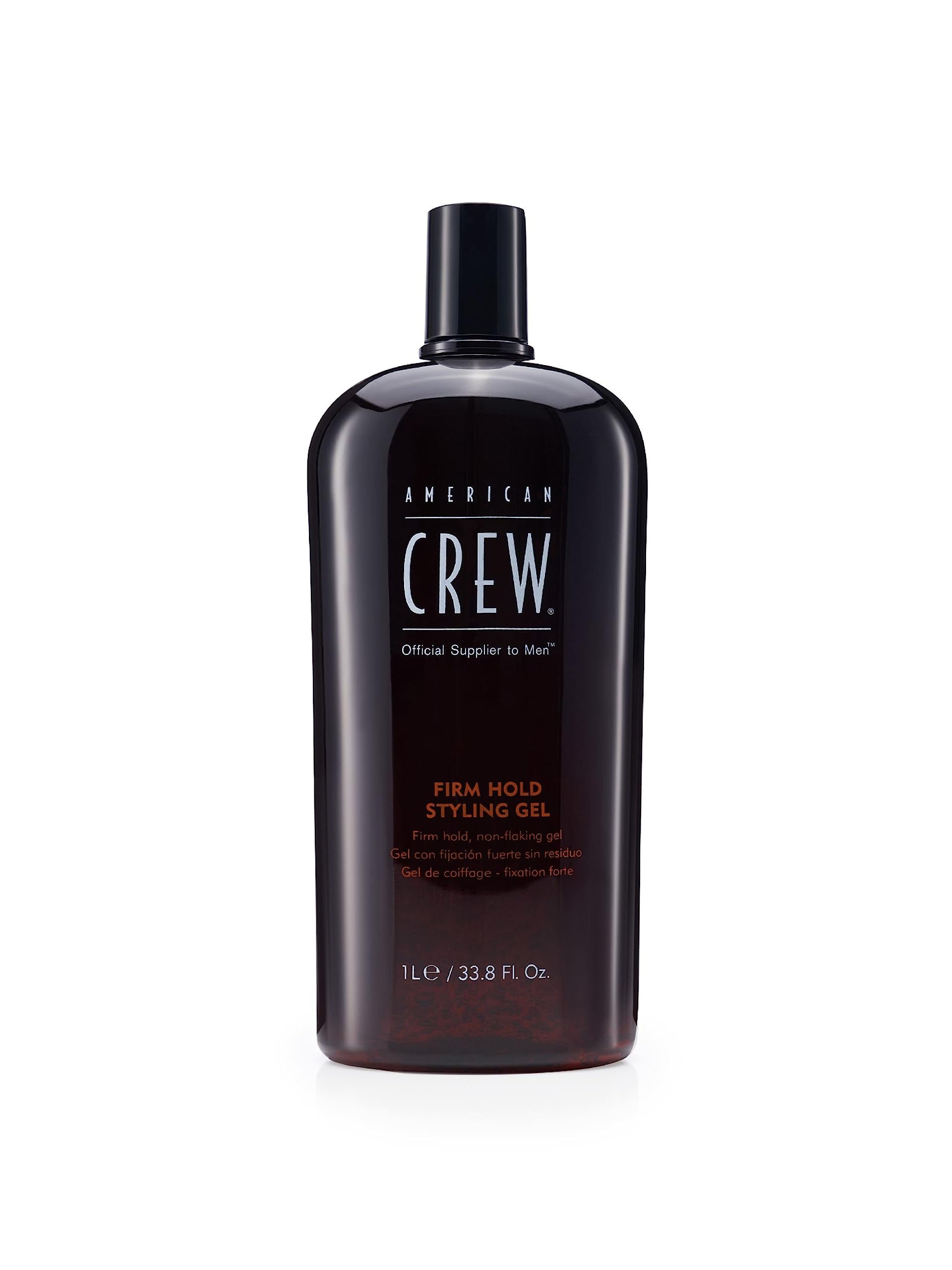American Crew hair gel bottle front view showing high hold and shine