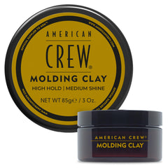 American Crew Hair Molding Clay, botella compacta, ofrece agarre duradero y brillo moderado.