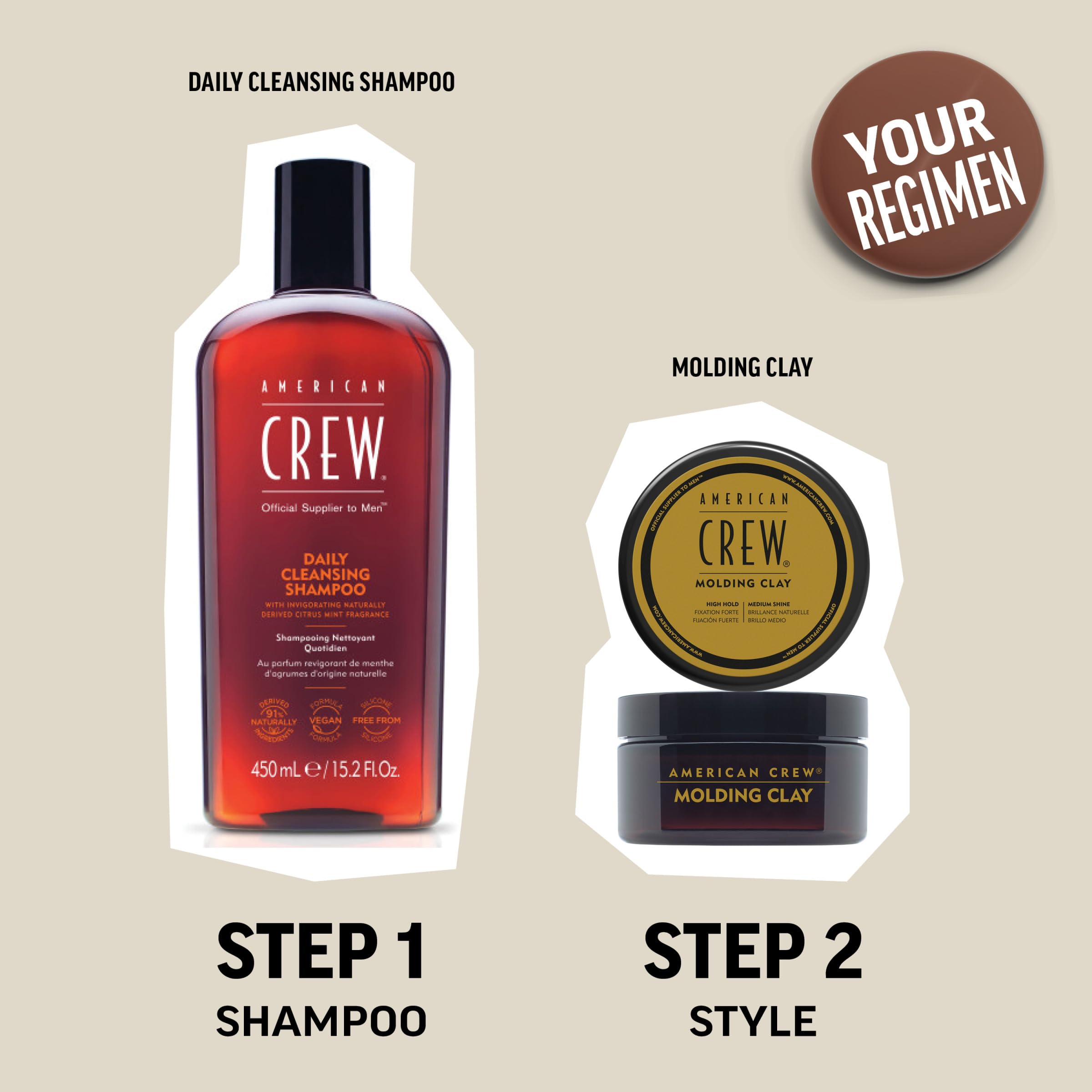 American Crew Hair Molding Clay, ideal para cabello corto a medio, controla sin sentirse rígido.