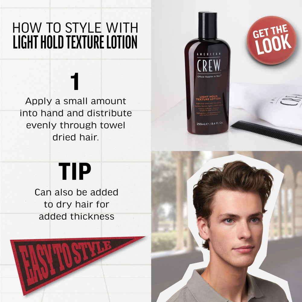 American Crew Hair Texture Lotion hands applying product for natural texture