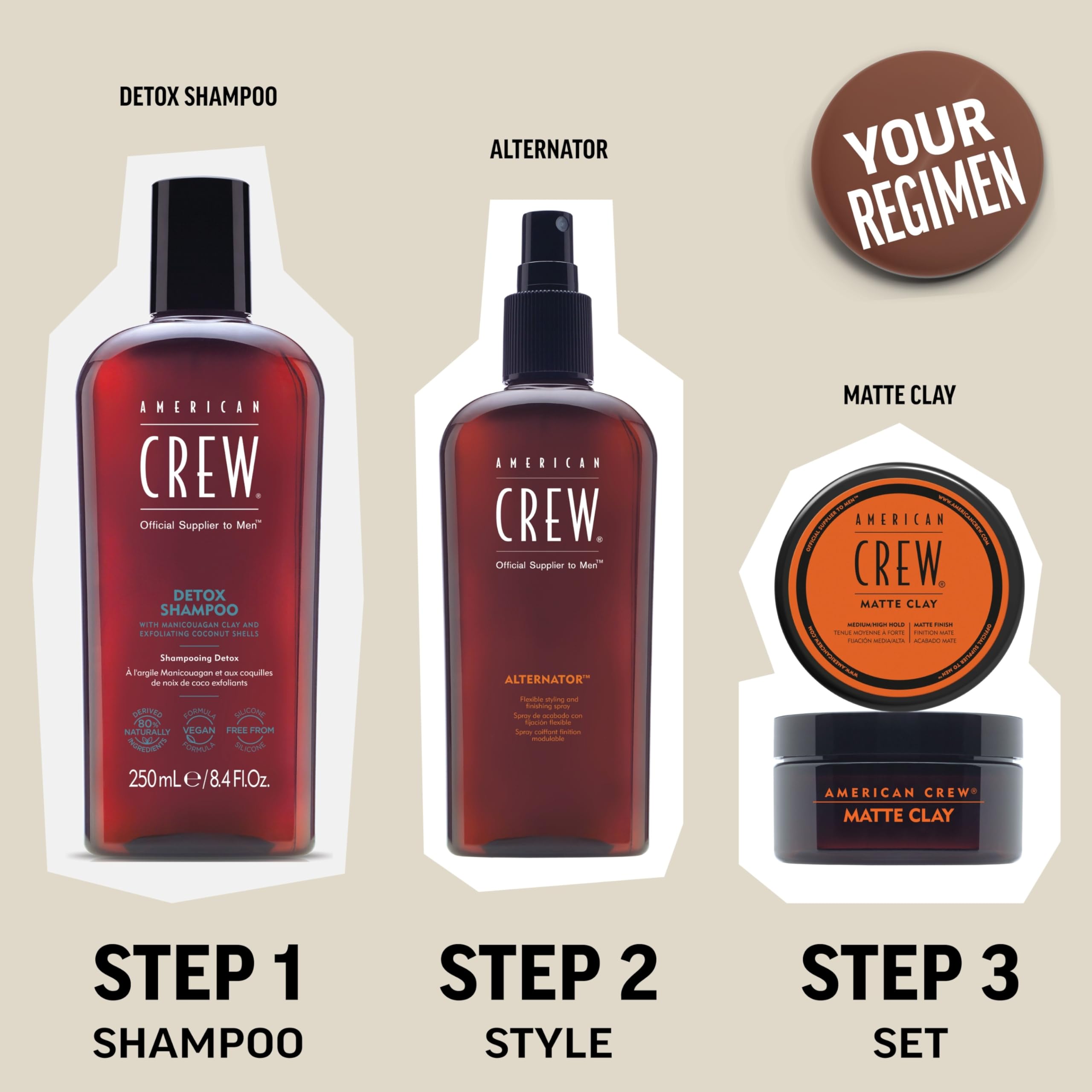 Look diario con acabado mate gracias a American Crew Matte Clay Spray.