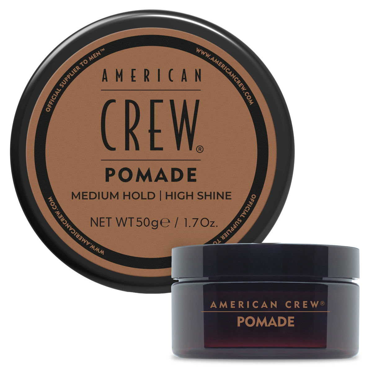 Pomada American Crew para hombre con brillo medio, ideal para viaje.