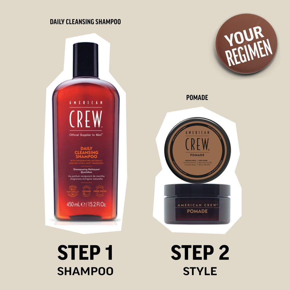 Cabello mediano con brillo claro y control de American Crew
