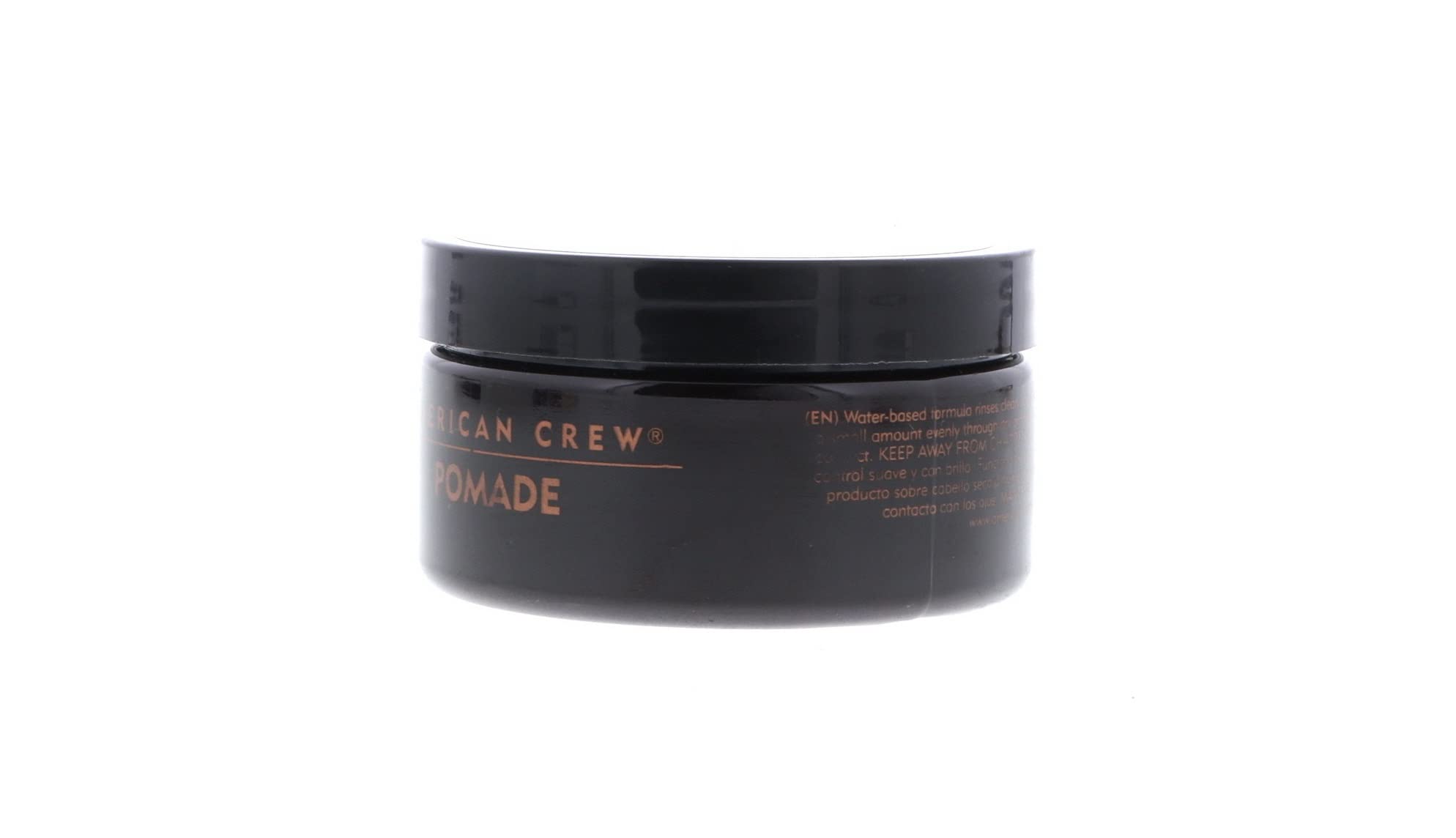 American Crew Pomade 3oz jar – side profile, creates a glossy finish.