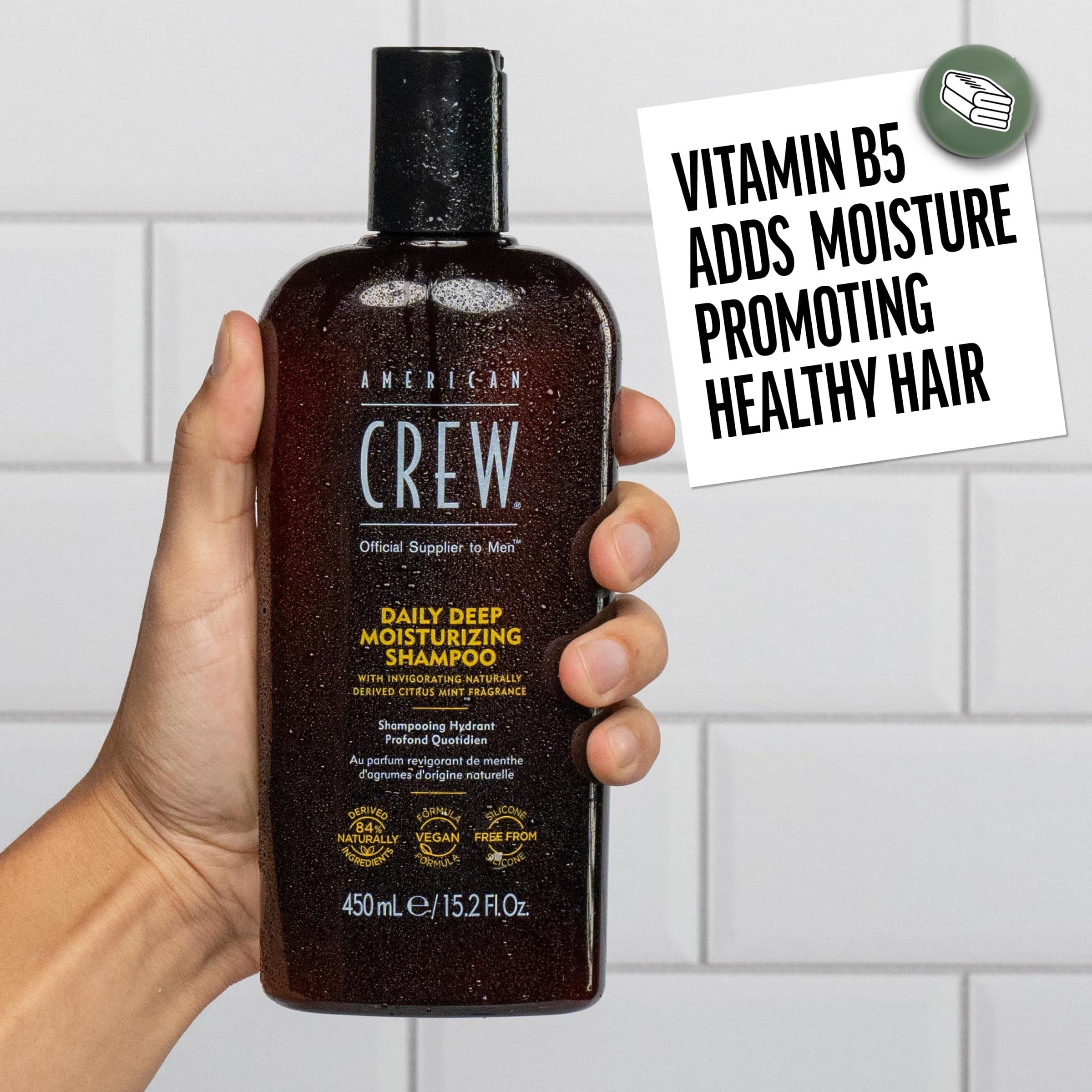American Crew Shampoo vitamina B5 para cabello más saludable.