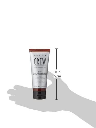 American Crew moisturizer packaging shows compact 3.4 oz bottle for travel.
