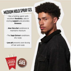 Aplicación de American Crew spray para el cabello en cabello húmedo, fijación suave