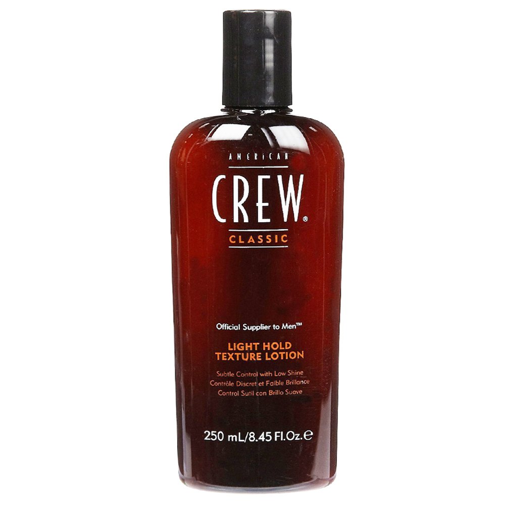 AMERICAN CREW loción texturizante de firmeza ligera, botella vertida, control suave y brillo natural.