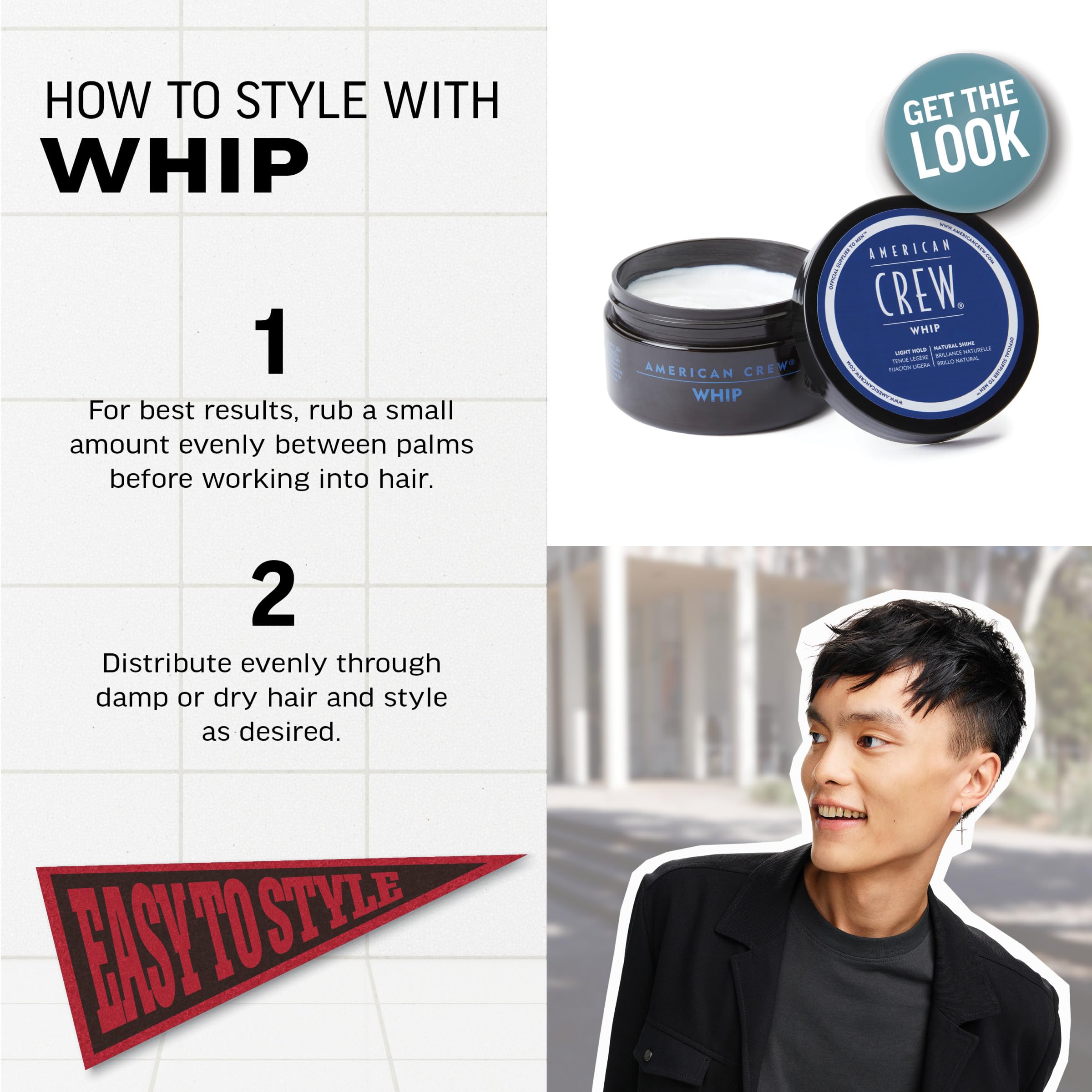 AMERICAN CREW Whip: distribución suave que aporta cuerpo sin peso