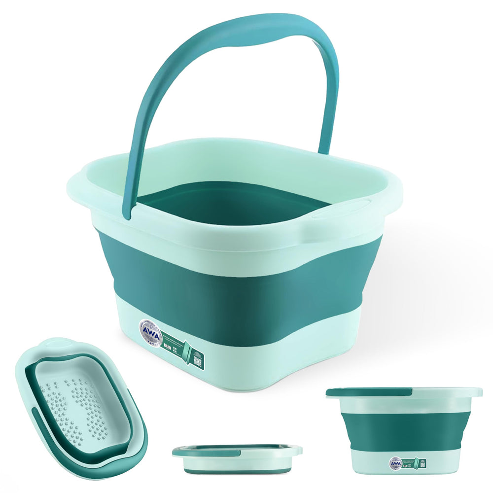 American Wellness Authority foldable foot soaking tub ready for easy storage and travel use.