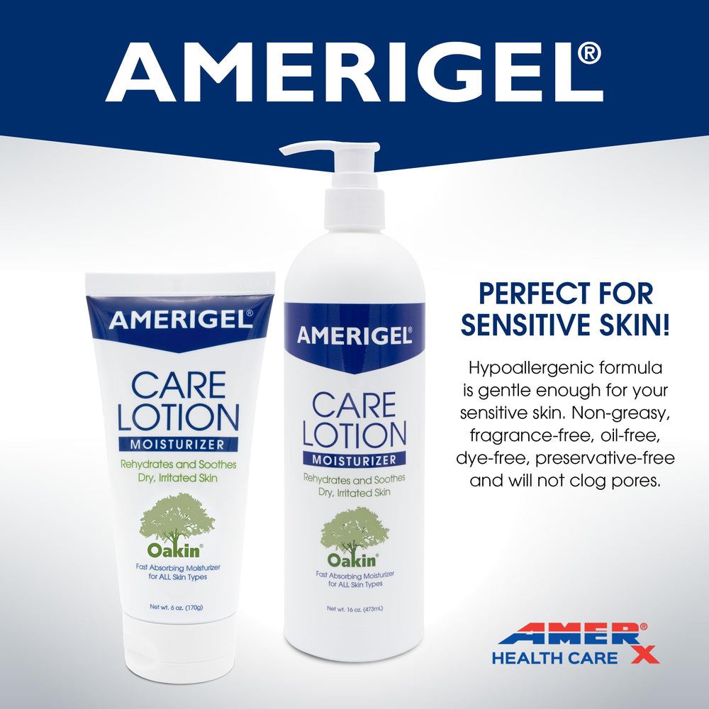 AMERIGEL Care Lotion absorción rápida sin grasa ni fragancia.
