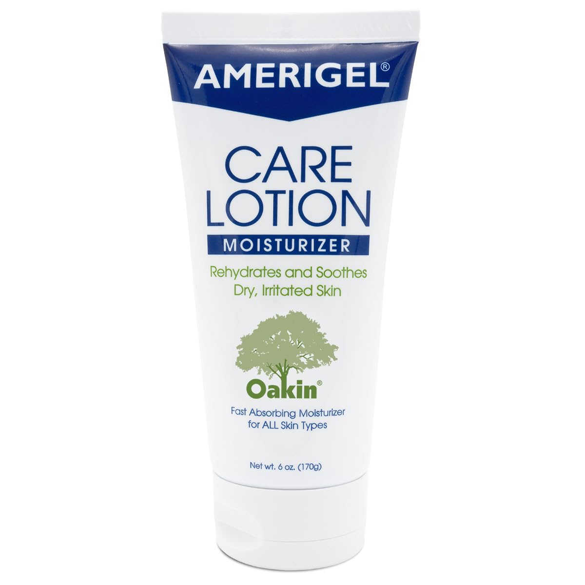 AMERIGEL Care Lotion botella 6oz: hidratación suave para piel seca y sensible.